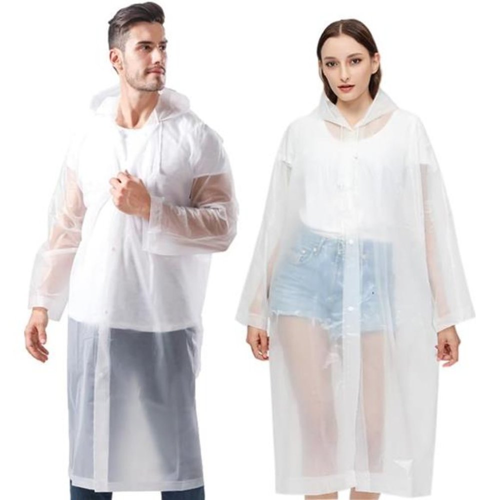 2 Pack Rain Ponchos for Adults Reusable, EVA Portable Emergency Raincoats for Wo